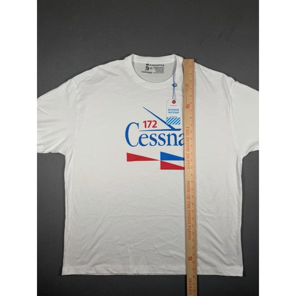 Airportag Cessna 172 T-Shirt White Men's Size XL Aviation Pilot Graphic Tee NWT